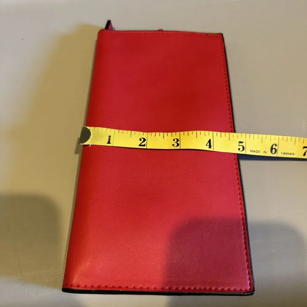 Estée Lauder Cosmetic Travel Organizer Red Vegan Leather Snap Clutch 9x5 Bag